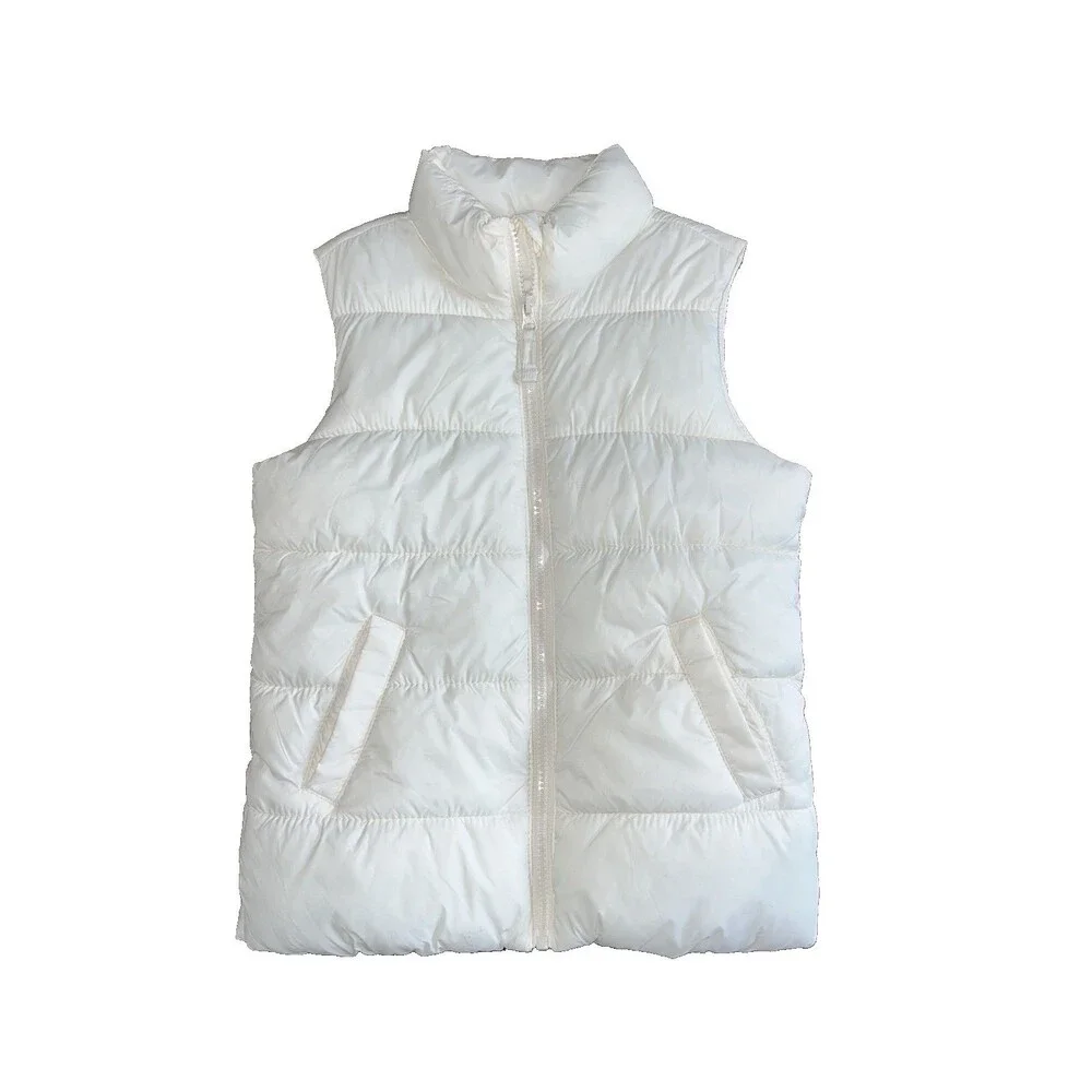 Old‎ Navy Girls Puffer Vest Winter White Size Medium (8) Hiking Skiing Fall